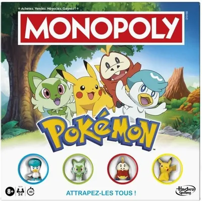 Zdjęcie produktu dla Monopoly Pokémon, Gra Planszowa, 2-4 Graczy, Wiek 8+, Czas Gry 45 Minut, Gra Rodzinna, Tematyka Pokémon