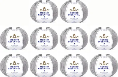 Immagine prodotto di 10 gomitoli di filato DMC Merino Essentiel-3, un fil di spessore DK composto per il 50% da Lana e per il 50% da acrilico, codice 8148, colore 985