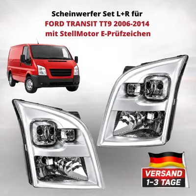 Image de Jeu de phares gauche et droit pour FORD TRANSIT TT9 2006-2014 avec servomoteur, homologation E