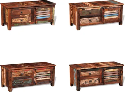Productafbeelding van vidaXL TV-/Hi-Fi-kast van massief gerecycled hout - Bijzetkast - Bijzettafeltjes - Telefoontafel - Nachtkastje