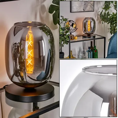 Produktbild von Carrone Tischlampe aus Metall/Glas in Schwarz/Rauchfarben