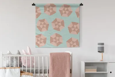 Produktbild von MuchoWow® Wandteppich Wandbehang Sommer - Sonnenschirme - Blau 90x90 cm Tapisserie Dekoration Wandtuch - Wandaufhänger