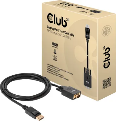 Obrázek produktu pro CLUB3D CAC-1012, 2 m, DisplayPort, VGA (D-Sub), Samec, Samec, Přímý