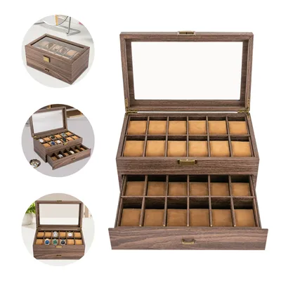 Produktbild von Uhrenboxen 24 Fächer Uhrengehäuse Uhrenhalter Organizer
