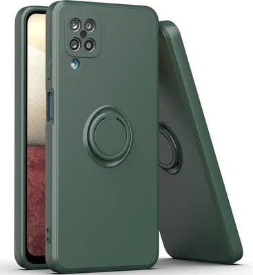 Produktbild von Samsung A12 Handyhülle, Ring Halter Ständer Kratzfeste Weiche Silikon schutzhülle für Samsung Galaxy A12 Grün