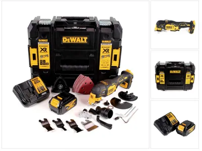 Zdjęcie produktu dla Akumulatorowe narzędzie wielofunkcyjne DeWalt DCS 356 M1 18V bezszczotkowe + 35 akcesoriów + 1x akumulator 4.0Ah + ładowarka + TSTAK
