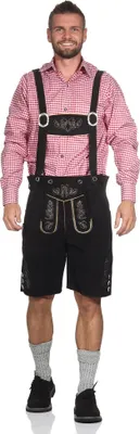 Produktbild von Kurze Lederhose im Trachtenstil mit Träger und Knopfleiste