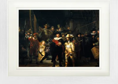 Obrázek produktu pro Van Rijn Rembrandt Rámovaný obraz s paspartou - Noční hlídka, 1642 (30 x 40 cm)