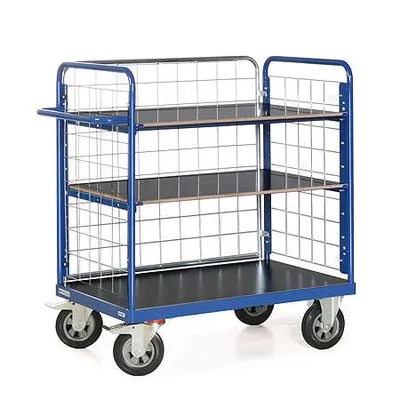 Produktbild von Bako Logistiksysteme Etagenwagen F600 mit 3 Ladeflächen und 3 Gitterwänden 1200mm hoch 1000x600mm