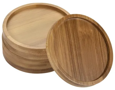 Obrázok produktu pre Omgoods – Súprava 6 bambusových podložiek pod kvetináče