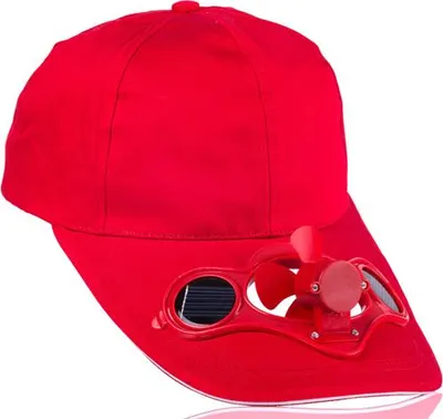 Produktbild von Rot Baseballkappe mit solarbetriebenem Ventilator