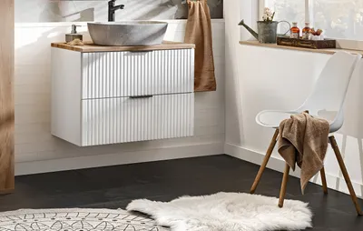 Produktbild von MONTIERT Design Badmöbel Set mit Waschbecken ADEL WEISS 80 cm MDF SOFT-CLOSE Waschtisch