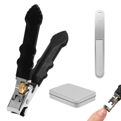 Productafbeelding van Nagelknipper set met vijl, antislip handgreep, geschikt voor zowel vingernagels als teennagels, in een metalen etui