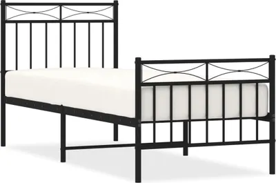 Image de vidaXL Cadre de lit avec tête et pied de lit en métal noir 80x200 cm