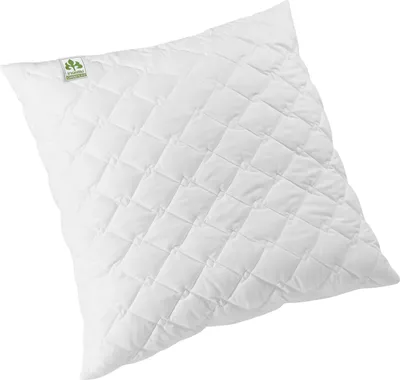 A white quilted pillow on a white background.