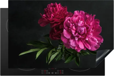 Produktbild von KitchenYeah© Herdabdeckplatte Pfingstrosen - Stilleben - Rosa , 81x52cm, Küche Deko, Glaskeramikkochfeld Herdabdeckung, Abdeckplatte fùr Kochfeld