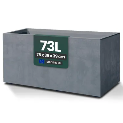 Produktbild von XL Pflanzkasten „Millennium“ 78x39x39 cm – 73L Volumen – Grau – Wetterfester Pflanzkasten für Garten, Balkon & Terrasse