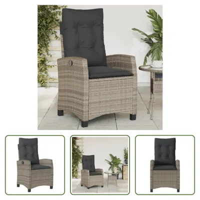 Produktbild von The Living Store Gartensessel Verstellbar mit Kissen Grau Poly Rattan