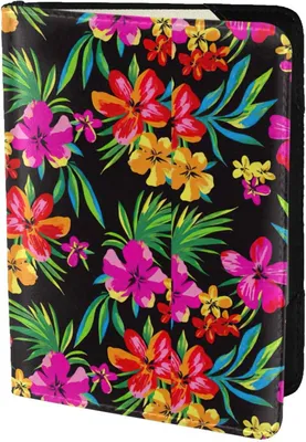 Immagine prodotto di Custodia per passaporto con motivo floreale hawaiano, portafoglio, in pelle di mucca, portacarte, accessori da viaggio, per uomo e donna, colore nero, taglia unica