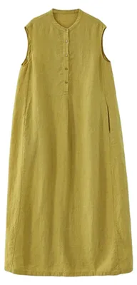 Productafbeelding van Mouwloze Maxi-jurk voor Dames - Losse Casual Strandjurk - Geel