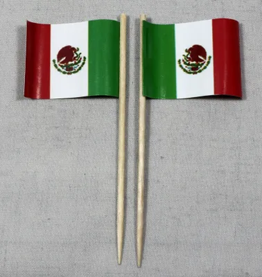 Produktbild von Party-Picker Flagge Mexiko Papierfähnchen in Spitzenqualität 25 Stück Beutel