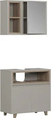Produktbild von Badmöbel-Set Vicco Elnor Greige mit Spiegelschrank und Unterschrank, Model 57563