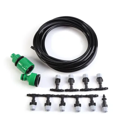 Image de Système de refroidissement par brouillard d'eau Arroseur à tuyau Buse Jardin Terrasse Kit de micro-irrigation 5 m