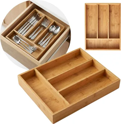 Obrázok produktu pre Bambusový organizér na príbory 34×25×4,5 cm do zásuviek, 4 priehradky