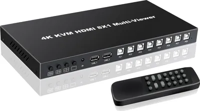 Obrázek produktu pro 4K HDMI kompatibilní rozbočovač 8 vstupů 1 výstup Počítačový synchronizátor s dálkovým ovládáním 4K 30Hz Switch Box Port expander Podpora 4K/1080P DVD přehrávač TV PC