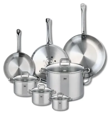 Image de Ensemble de 3 Poêles de cuisson 24, 28 et 32 cm et 4 faitouts 12, 14, 16 et 26 cm Elo Profi Citrin