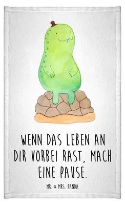 Produktbild von Mr. & Mrs. Panda Handtuch Schildkröte Pause - Weiß - Geschenk, Gästetuch, Klein, Entspannen, Design, Achtsamkeit, Entschleunigen, Panzer, Frotteetuch, Frotteehandtuch