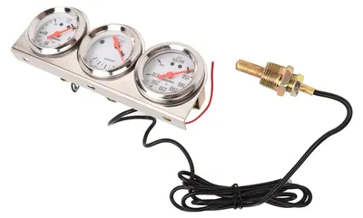 Zdjęcie produktu dla Zestaw trzech wskaźników samochodowych 52 mm z białą tarczą, 12 V – ciśnienie oleju, temperatura płynu chłodzącego, woltomierz – wskaźniki samochodowe z czujnikiem