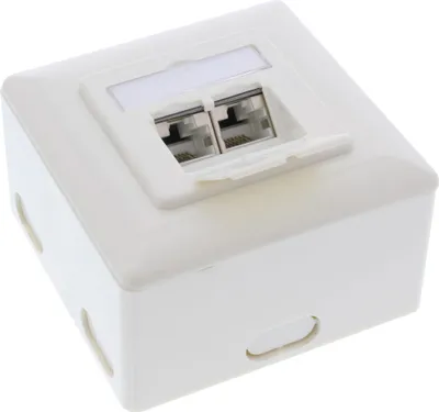Image de InLine® 76842W Cat.6A prise de raccordement, AP/UP 2x RJ45 prise femelle, RAL9010, blanc, horizontal