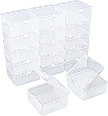 Obrázok produktu pre Úložné boxy 17 kusov, štvorcové, 75x75x35 mm, priehľadné, pre malé predmety