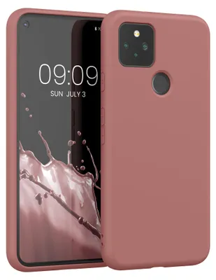Produktbild von kwmobile Hülle kompatibel mit Google Pixel 5 Hülle - gummierte TPU Silikon Handyhülle - Schutzhülle für kabelloses Laden - Case in Winter Rose