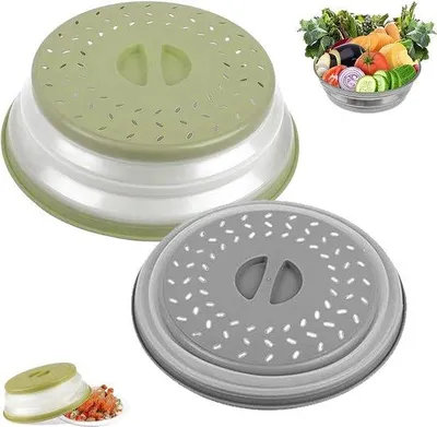 Produktbild von 2-teilige Mikrowellenabdeckung, schwarz, Edelstahl, Dampfaustritt