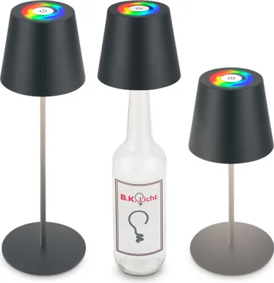Image de B.K.Licht 3en1 Lampe de table LED RGBW sans fil IP44, variateur, tactile, hauteur réglable, protection contre les éclaboussures, anthracite,36xØ10,5cm
