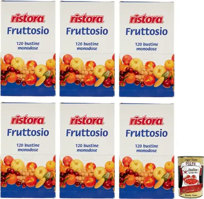 Produktbild von 6x Ristora Fruttosio,Fruktose Süßstoff, 480-g-Packung, jede Packung enthält 120 Einzeldosisbeutel à 4g + Italian Gourmet Polpa di Pomodoro 400g Dose