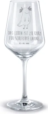 Produktbild von Mr. & Mrs. Panda Weinglas Axolotl Glücklich - Transparent - Geschenk, Lebensfroh, Kelch, wein glas, Motivation, graviert, gut Gelaunt, Molch, Schwanzlurch, Lurch