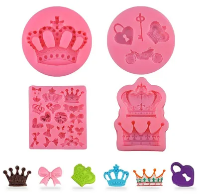 Silikon-Kronenformen, 4 Stück, DIY-Fondantform, Backform, Kuchen Dekorieren