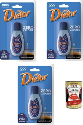 Produktbild von Dietor - MyDietor Natürlicher flüssiger Süßstoff 0 kcal, Glutenfrei, gluten free, Ohne Aspartam 3x 50 ml + Italian Gourmet polpa 400g
