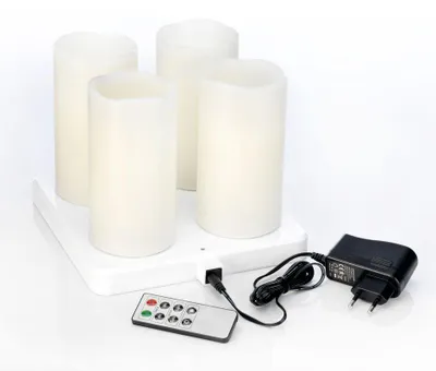 Produktbild von DUNI LED-Stumpenkerze, wiederaufladbar 220 x Ø 75 mm 12 Std. weiß