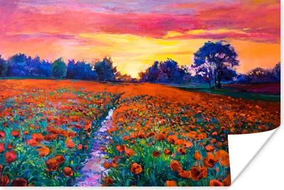 Produktbild von MuchoWow® Poster Malerei - Natur - Blumen - Ölfarbe 60x40 cm - Schlafzimmerdekoration