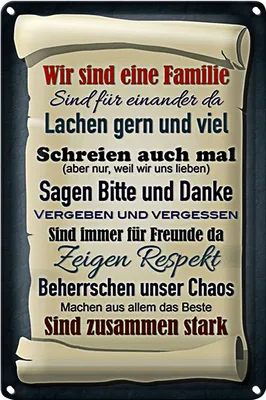 Produktbild von Blechschild Spruch 20x30cm wir sind eine Familie zusammen