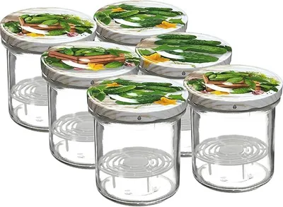 Produktbild von 6er-Set Einmachgläser 346 ml mit bunten Twist-Off-Verschlüssen & Press-Element Einmachgläser für Marmelade, Honig, Gewürze, Vorratsgläser