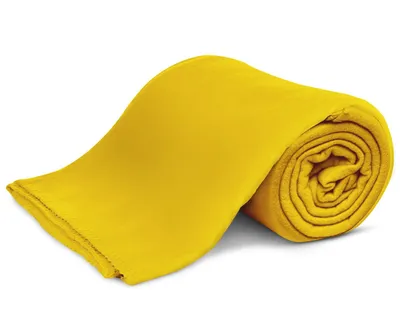Produktbild von KiGATEX Polar-Fleecedecke ca. 130x160 cm ca. 420g pflegeleicht mit Zierstichrand und Antipilling Farbe gelb