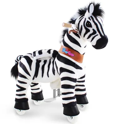 Immagine prodotto di PonyCycle zebra cavalcabile su ruote per bambini 3-5 anni con freno/76cm altezza cavallo a dondolo peluche Ux368
