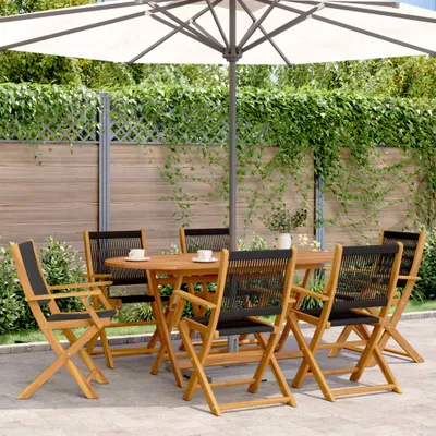 Produktbild von "2026 Promotion" Gartenstühle 6 Stk. - Hohe Qualität - Klappbar Schwarz Massivholz Akazie - Gartenstühle CC11996