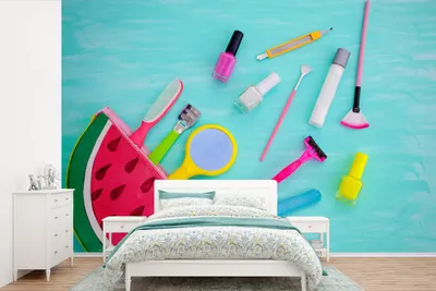 Produktbild von MuchoWow® Fototapete für Wohnzimmer oder Schlafzimmer Wandtapete Vinyl Motivtapete Melone mit Make-up - 360x240 cm - Vinyl-Tapete