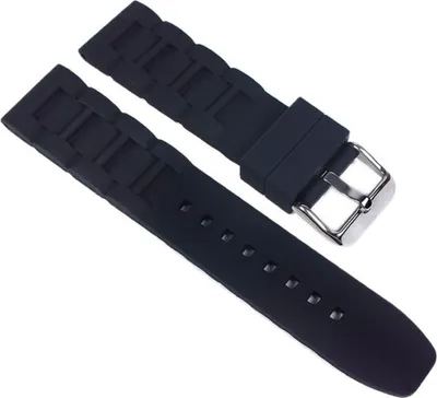 Produktbild von Rubber-Active Ersatzband Uhrenarmband Silikon Band schwarz 23636S, Stegbreite:24mm